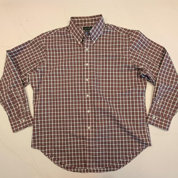 Lauren Ralph Lauren LRL Sz 17 Men Shirt Red Plaid Button Down Preppy Gingham - Picture 3 of 10